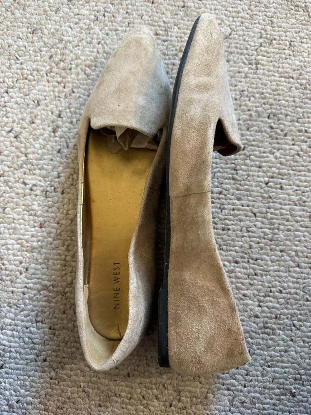 Nine West Suede Flats Beige Sand Neutral Sz 9.5 M